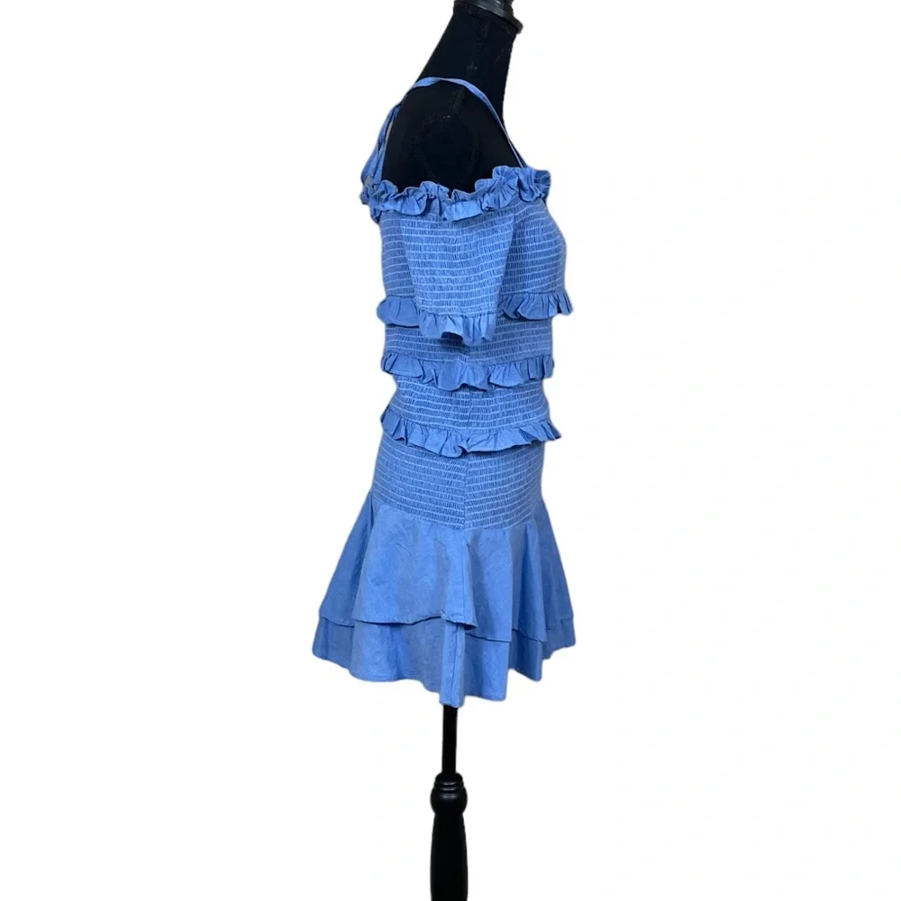 Red Carter “Casella” Smocked Chambray Off-Shoulders Dress NWT